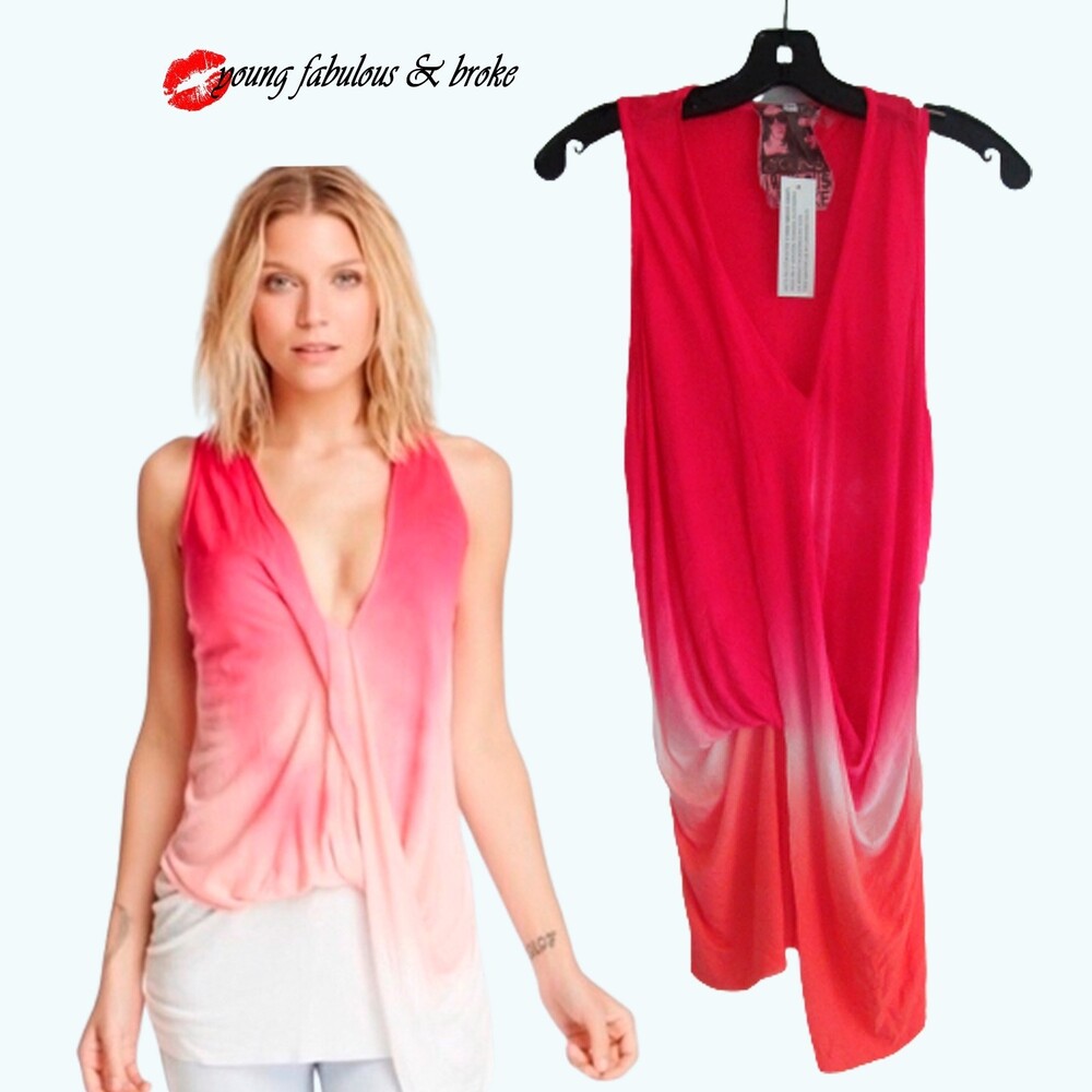 Young Fabulous & Broke Cleo Ombre Tie Dye Draped Tank M NWT